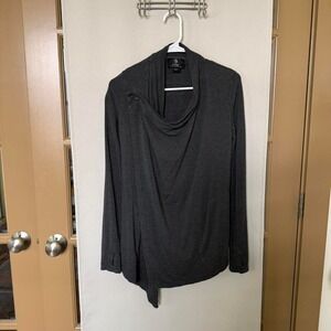 MPG Womens‎ XS Dark Grey Lightweight Wrap Side Button Cardigan